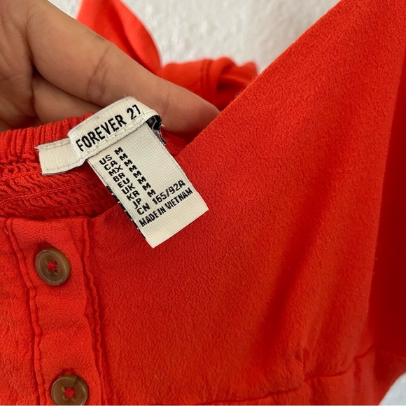 Forever 21 Coral Button Front Midi Dress Adjustable Straps Open Back Size Medium - Picture 5 of 5